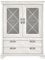 FORTE Kashmir Vitrine mit 2 Glastür und 2 Schubladen, Holzwerkstoff, Pinie Weiß Dekor, 48,2 x 123 x 210,3 cm