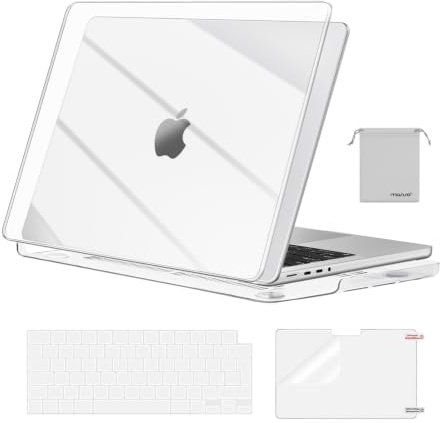 MOSISO Funda Compatible con MacBook Pro 14 Pulgadas 2026-2021 M5 M4 M3 M2 | M1 A3426 A3427 A3434 A3112 A3185 A3401 A2918 A2992 A2779 Carcasa&Teclado Tapa&Protector Pantalla&Bolsa,Cristal Claro
