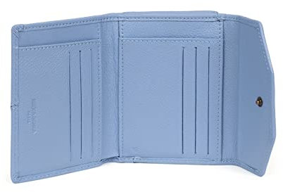 Hexagona - Portefeuille 1 volet Stop RFID - Compatible Cartes de crédit, CNI et permis de Conduire - pour Femme - Collection Parisienne - Bleu Lavande - en Cuir