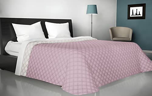 Viterbo Biancheria - Copriletto Singolo Estivo e Primaverile Leggero, Trapuntino Singolo Double Face Realizzato in Italia, Trapunta Singola Leggera 170x250cm (Singolo (880), Rosa Cipria/Panna)