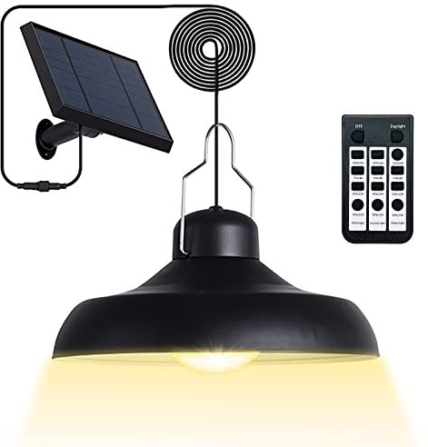 Solar Shed Lights Outdoor - Pendant Light Indoor 3000K|4500K|6500K| with Remote Control Solar Lights Outdoor IP65 Waterproof Indoor for Gazebo,Garden,Camping Accessories,Porch