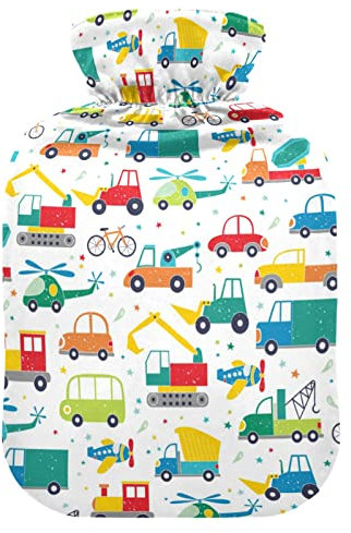 Wärmflasche mit weichem Samtbezug, Cars-Kollektion, Wärmbeutel zur Schmerzlinderung, heiße und kalte Kompresse, Körperbettwärmer, 1 l