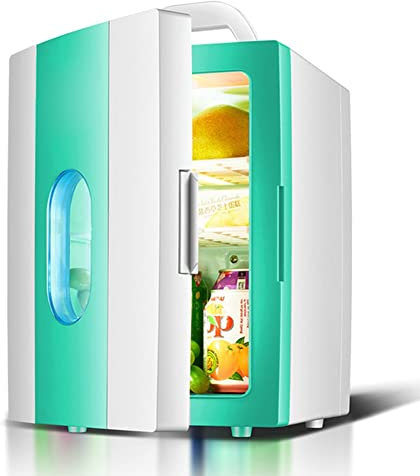 10L Mini Fridge With Window Portable Cosmetic Refrigerator Electric Reefer Makeup Skincare Fridge Drinks Cooling Cooler & Food Heating AC+DC Compatibility Small Household Dormitory Car Refrigerator (