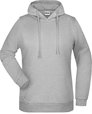 James & Nicholson Damen Basic Kapuzensweat - Leicht taillierter Kapuzenpulli mit angerauter Innenseite | Farbe: grey-heather | Grösse: 3XL
