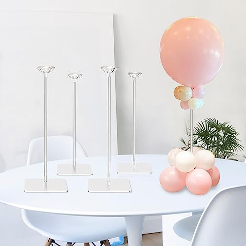 TEKXYZ 40CM De Hauteur Support De Ballon En Acrylique Transparent, Pour Décoration De Centre De Table À Toute Fête - Lot De 4,Réutilisable