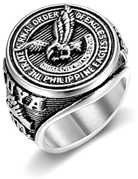 Fliegender Adler-Ring, Weißkopfseeadler-Ring für Männer, Wikinger-Adler-Tier-Ring Punk-Amerikaner-Adler-Schmuck, Silberner Falken-Ring Adler-Totem-Ring Fliegender Falken-Ring für Jungen (19.8)