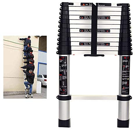 Heavy Duty Telescopic Extension Ladder with One Button Retraction & 200kg Capacity, Multi-Purpose Telescoping Ladder for Outdoor (Size : 2.6m/8.5ft)