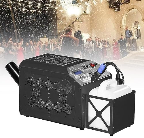 HLGKBY Schneemaschine, 1000 W, superleise Schneeflockenmaschine mit DMX/Panel/Fernbedienung, Bühneneffektmaschine, einstellbare Schneeflockengröße, 30 m² Abdeckungsfläche, hohe Leistung