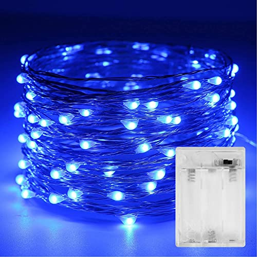 SONGNASS LED-Lichterkette, 5 m, 50 LEDs, blau, Kupfergirlande, Dekoration für Schlafzimmer, Weihnachten, Hochzeit, Party, Geburtstag, Garten