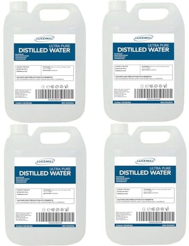 Lucemill Distilled Water | 20 Litre (4x5L) | Distilled Water for CPAP Machines, Irons, Cleaning Machines and More | Made in the UK