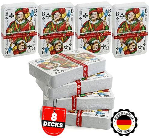 spar-home® Kartenspiel für Erwachsene Spielkarten Romme Profiqualität für Bridge Canasta Poker Skat Kartendeck 55 Blatt BLAU und ROT (8-Deck)