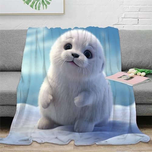 Strunt Niedliche Robbe Robbe Kuscheldecke Flauschige Personalisierte Decke Geschenke, Super Weiche Decke Flanell 50x60inch(127x152cm)