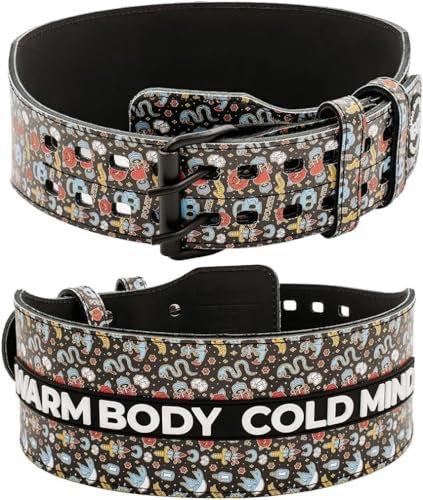 WARM BODY COLD MIND Gewichthebergürtel aus Leder. 10,2 cm Verstellbarer Gürtel mit Schnalle für Training, Kniebeugen, Fitnessstudio, (Schlange, L)