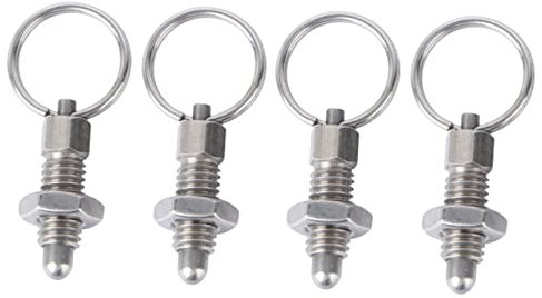 4 Piezas Émbolo de indexación de anillo de tracción perilla del equipo émbolo de resorte pasador de émbolo con anillo de tracción quick release pin primavera Acero inoxidable