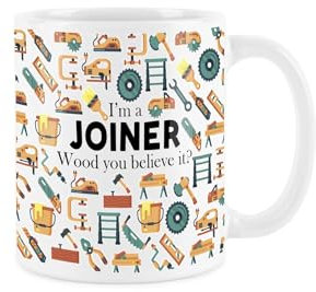 Purely Home Mug avec inscription « Commerces Woodwork » pour thé ou café Blanc