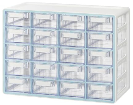 BLUE GINKGO Kleiner Aufbewahrungsschrank mit 20 Schubladen – stapelbare Perlen- und Bastelaufbewahrung, Hardware-Kleinteile-Organizer, Lehrer-Werkzeugkasten (hergestellt in Korea) – Blau