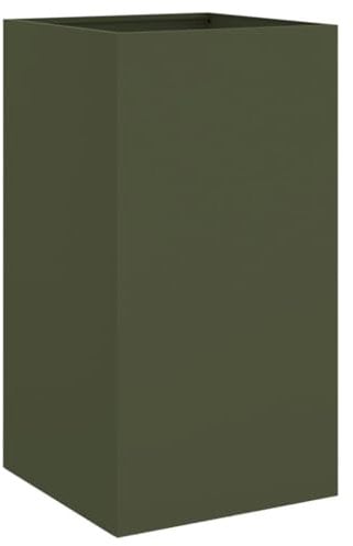 vidaXL Jardinière, Bac à Fleurs, Pot de Plantes, Boîte à Fleurs, Jardinière Surélevée de Jardin Patio Terrasse, Vert Olive 42x38x75 cm Acier