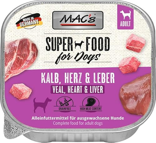 Mac's Dog Nassfutter für Hunde, 10 x 150 g (Rind, Herz und Leber)