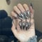Stiletto Long Press on Fake Nails Metallic Silver Nail Art Decoration Mirror Bright Manicure for Women and Girls 24pcs