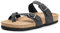 FITORY Women's Slide Sandals with Soft Cork Footbed, Comfort Arch Support Flat Sandals for Summer Matte Black Size 6