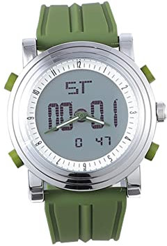 Yardenfun Reloj Electrónico Luminoso Deportivo Doble Visualización, Correa De Silicona Verde, Alarma Integrada para Estudiantes, Uso Diario y Escolar, Diseño Sencillo y Funcional