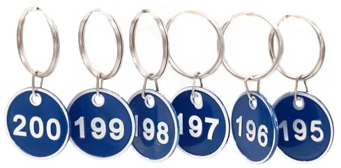 NanTun Aluminium-Zahlenschilder mit Schlüsselringen – 100er-Pack, Zahlen 1–100, Blau