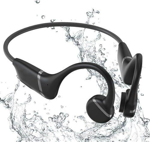 Knochenleitungskopfhörer Bluetooth 5.3 Knochenleitungsohrhörer IPX5 Wasserdichte Kopfhörer Kopfhörer zum Laufen Klettern Knochenkopfhörer Aufladbare 9H Akkulaufzeit mit 32GB Speicher Schwarz (Schwarz)