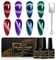 Shining She UV Nagellack CatEye,4 Farben Burgund Rot Lila Blau Grün Glitzer UV Nagellack Set Mit Magnet,Cat Eye Gelnagellack Soak-Off UV Funkelnde Winter Manicure DIY, 8ML