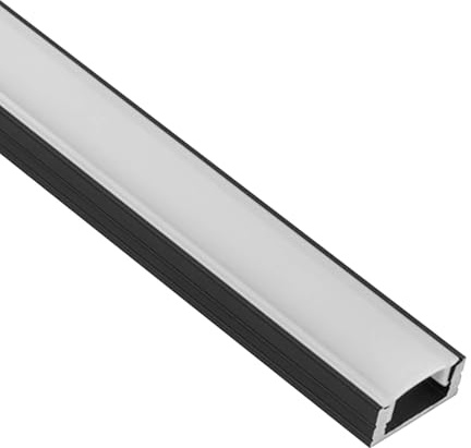tktrading24 A17 LED Aluprofil Schwarz mit Abdeckung - Premium LED-Profil - 1m milky