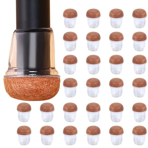 Protection Pied de Chaise, 16 Pièces Patins pour Chaises en Silicone avec Feutre épaissi, Protections de Sol en Silicone Transparent, Bouchons de Pieds de Chaises 19-25mm
