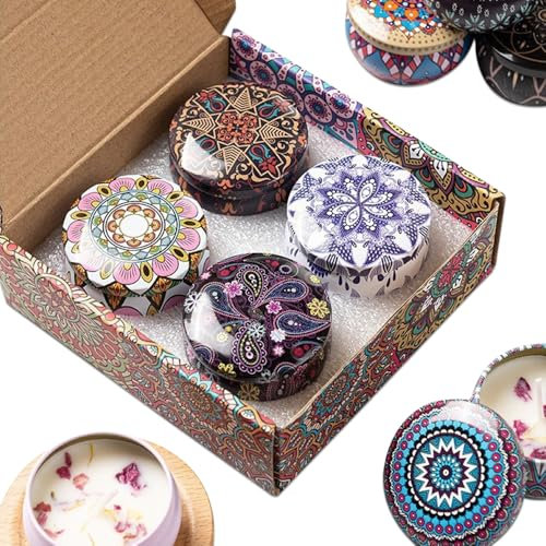 4 Stück Duftkerzen Geschenk für Frauen, Rituals Geschenkset, Aromatherapie Kerzen Set, 4 * 75g Natürliches Sojawachs Kerze Geschenkset für Weihnachten, Valentinstag, Jubiläum, Muttertag