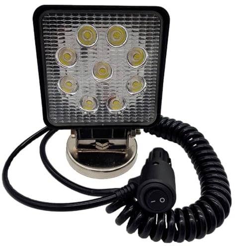 Berger + Schröter GmbH LED Arbeitsscheinwerfer rund, 9x3 W, ca. 2160 Lumen, mit Magnetfuß, Gehäuse Aluminium, Glas Polycarbonat (Eckig)