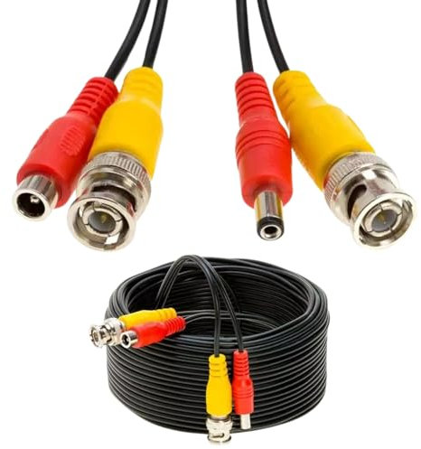 TIFFORA 2-in-1 BNC Video Power Cable, BNC DC Power Video Lead Cables For CCTV Security Camera DVR Extension Cable, 5M 10M 15M 20M 25M 30M 40M 50M, Black Color (10 Meter)