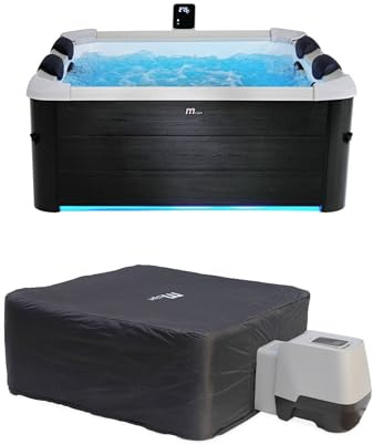 Alice's Garden sweeek - Spa Rigide Oslo 6 Personnes Gris. 4 Coussins. bâche Incluse + Housse Thermique. hydromassages système