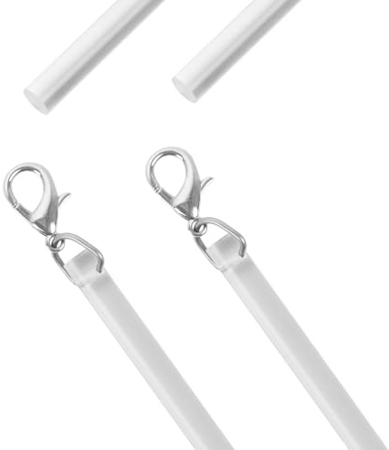 szkoo Curtain Pull Wand,30 Inches Acrylic Clear Curtain Rod with Hook Ideal for High Hanging Curtain Opening-Closing(Clear, 2pcs)