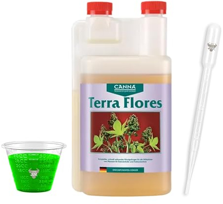 Canna Terra Flores 1L mit Pipette und Messbecher – Mineraldünger für die Blütephase, üppige Blüten und aromatische Früchte