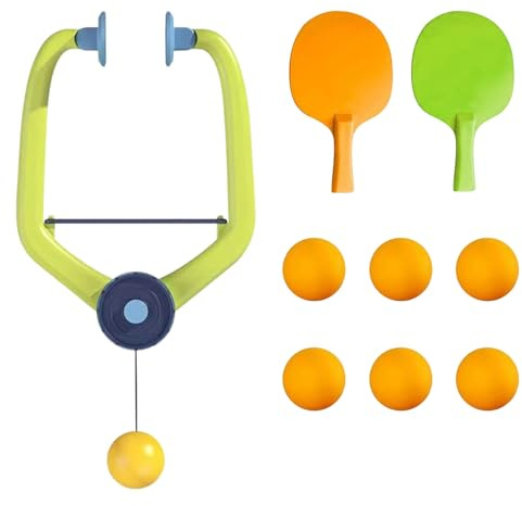 Door Ping Pong Game, 9Pcs Adjustable Hanging Table Tennis Set Door Frame Pingpong Trainer, Doorframe Ping Pong Starter Kit with Bats and Ping Pong Balls, Portable Table Tennis Set