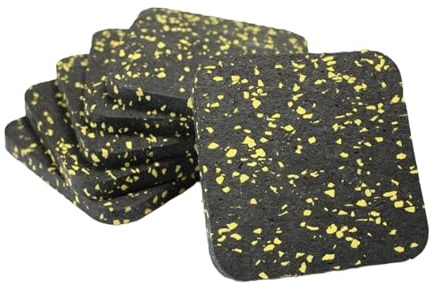 Milageto 6-teiliges Laufbandmatten-Set, Antivibrationsmatte, Stoßdämpfung, verdickte Trainingsmatte für Heimtrainer und Trainingsbänke, Gelb