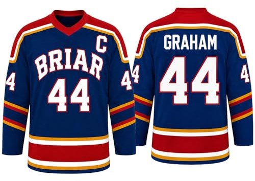 Campus Briar U Hockey Jersey Graham 44 & Logan 22 & Tucker 46 & di Laurentis 66 Jersey Maglia Vneck Maglietta Sportivo Streetwear Unisex Manica Lunga Camicie di Ispirazione Sportiva for Fans