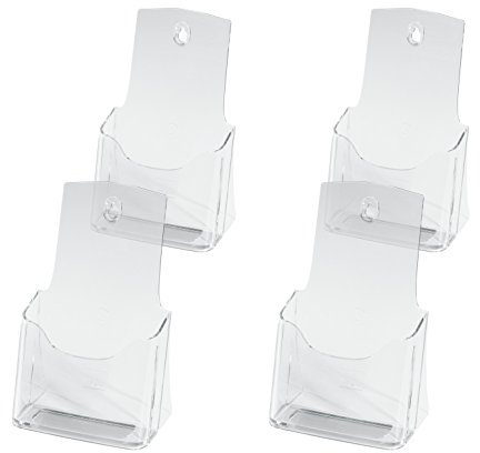 SIGEL LH113 Tisch-Prospekthalter DIN lang-A6 aus hochwertigem Acryl, 4-er Pack - Prospektständer - Flyerhalter