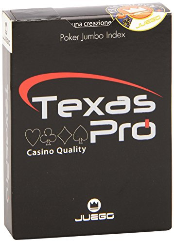 Juego- Carte da Gioco Texas Hold'em-100% Plastica, Colore Nero, 3 - 99 anni JU90033
