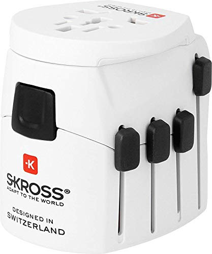 SKROSS PRO - World: 3-Pol-Reiseadapter mit patentiertem Länderschiebersystem für Reisen von und in über 220 Länder (USA, UK, Australien, China, Italien, Schweiz, Brasilien, …)