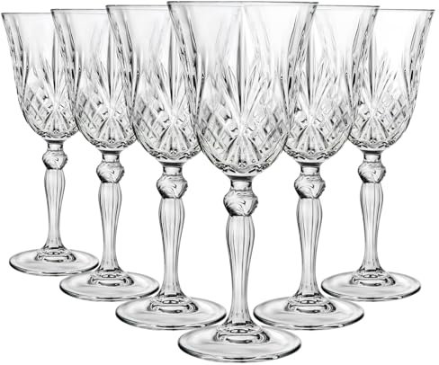 RCR 25601020006 Melodia Luxion Crystal Lot de 6 Verre à Vin, Service de Verres pour Vin Rouge ou Vin Blanc, Cristal, 21 cl, Parfait pour la Maison, Les Restaurants, Les Fêtes, Passe au Lave Vaisselle