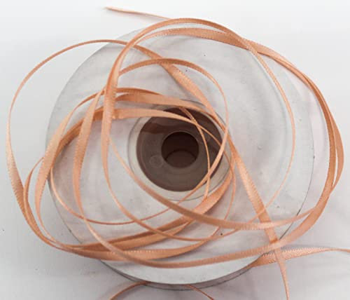 CaPiSo 100m Satinband 3mm Schleifenband Geschenkband Dekoband Satin Hochzeit Weihnachten Weihnachtsband (Apricot)