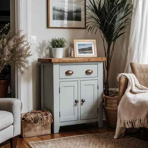 Arklow Painted Oak Dovetail Grey Mini Sideboard/Living Room Storage