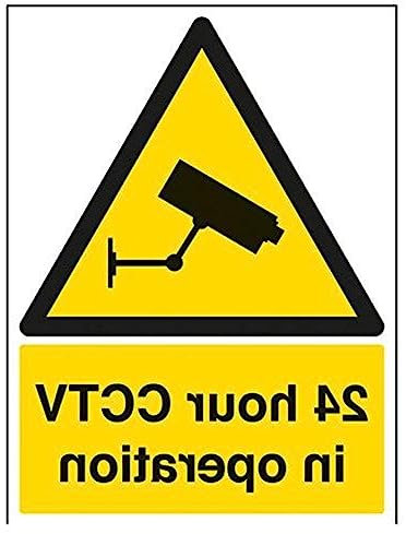 vsafety 6e050bc-w 24 horas CCTV en funcionamiento ADVERTENCIA Señal de seguridad, ventana adhesivo, vertical, 300 mm x 400 mm, color negro/amarillo