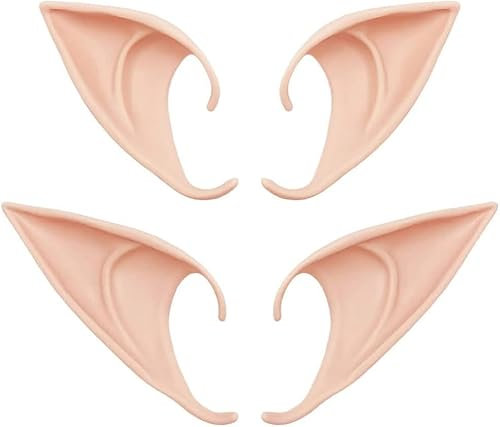 OFKPO 2 Paar Elfen Ohren, Elfen, Ohren, für Halloween, Cosplay, Party, Demon, Monster, Vampir, Ghost und Zombie