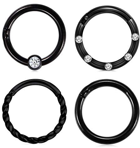 Crdifu 2/3/4 Stk. Nasenring Clicker 8mm Edelstahl Segment Tragus Lippe Helix Nase Piercing Ring