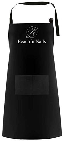 Delantal profesional de peluquero negro Floristería Cafetería-Cabeza ajustable de corte de peluquero negro con bolsillos Hermosas uñas [109]