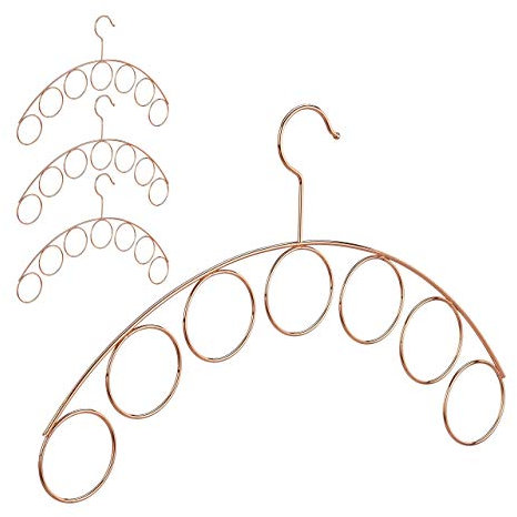 Relaxdays 4 x Kleiderbügel, Schalhalter, edles Design, Bügel für Bluse, Schal, Tuch, Accessoires, 3 mm dünn, Metall, Kupfer